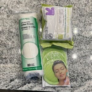 Cotton Rounds, sensitive skin facial Wipes, and microfiber facial pads